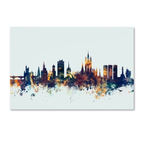 Michael Tompsett 'Aberdeen Scotland Skyline Blue' Canvas Art,12x19